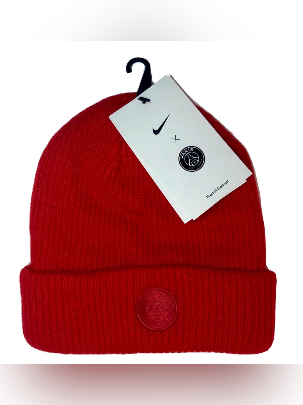 Paris Saint-Germain x Nike Red Cuffed Knit Hat PSG Beanie Adult One Size NEW NWT
